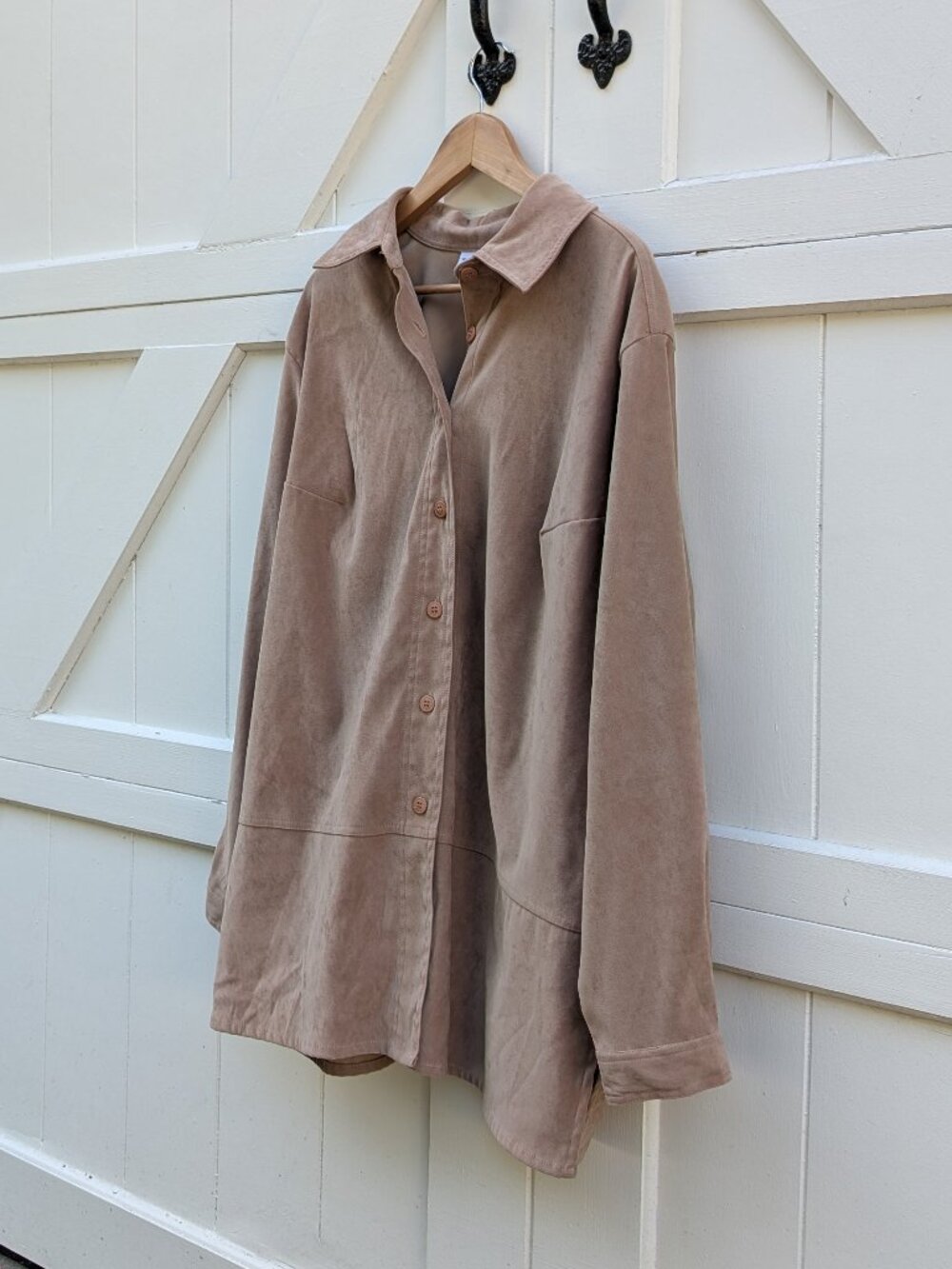 Vintage Croft & Barrow Tan Camel Soft Touch Faux Suede Button Shacket 1X